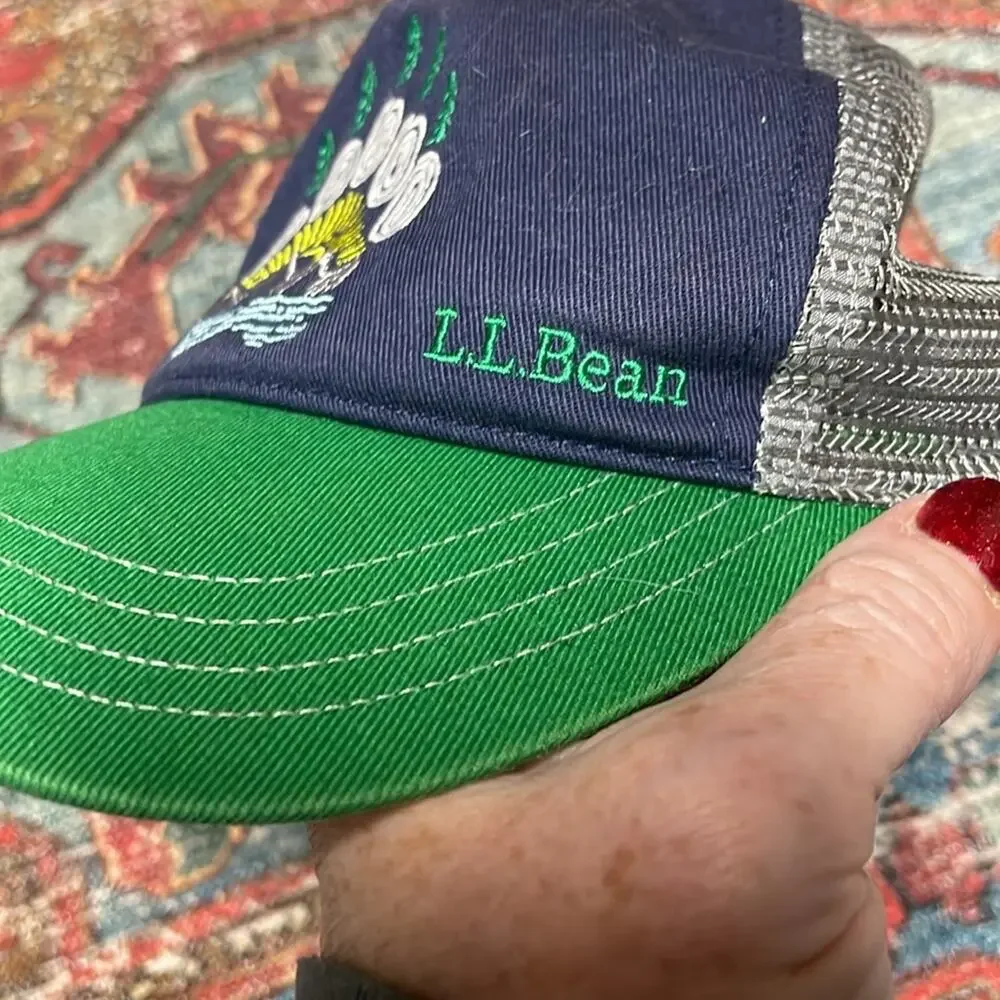 LL Bean Trucker Hat Adjustable Green Blue Youth